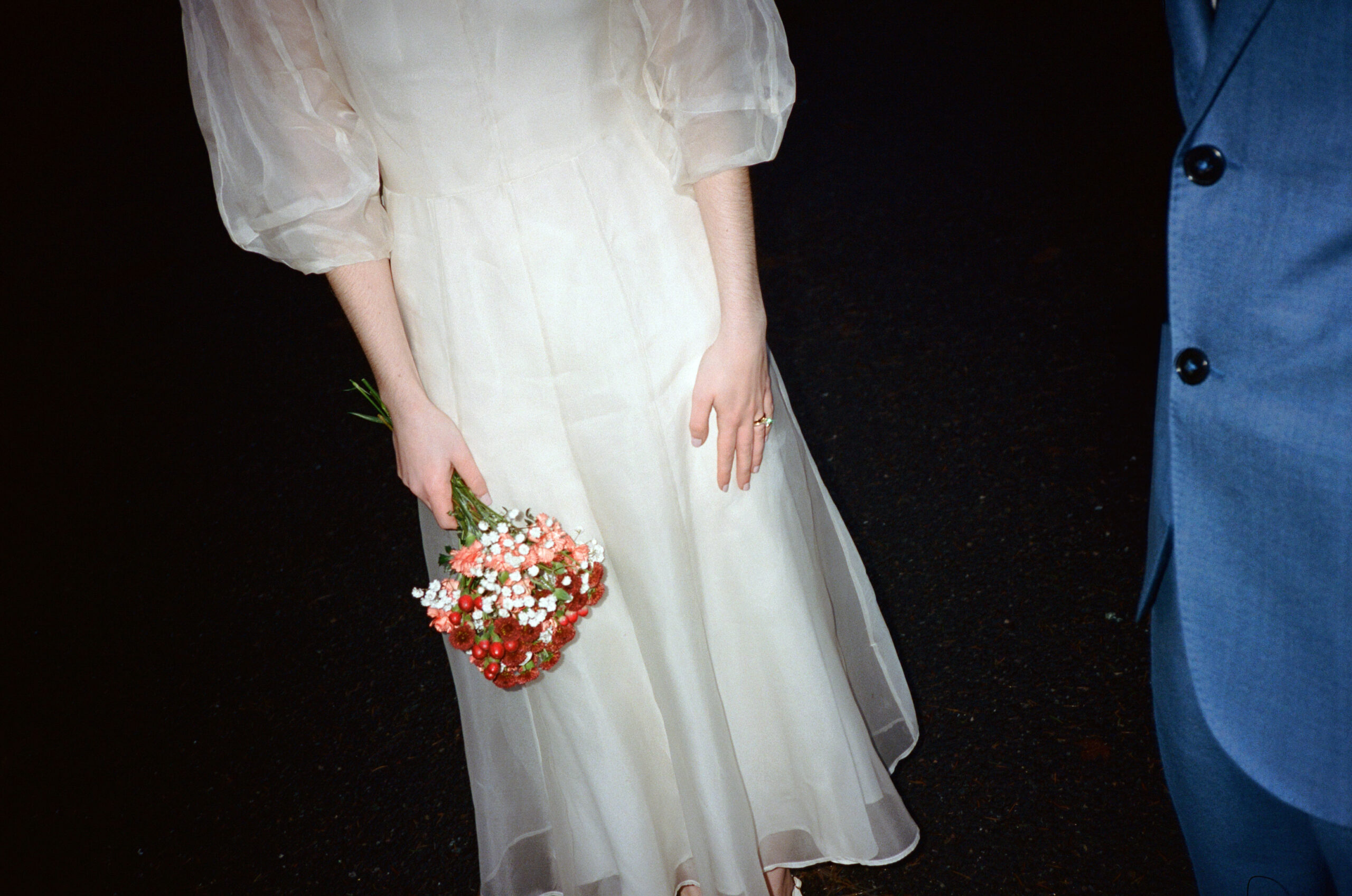 woman in Kamparett wedding dress at mt tabor elopement in portland Oregon